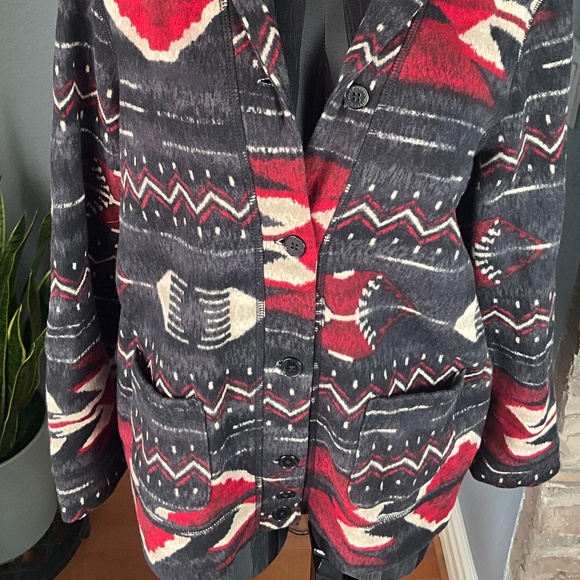 Lauren Ralph Lauren Cowgirl Western Fleece Jacket Cardigan Sweater Soft Black L - Picture 3 of 7